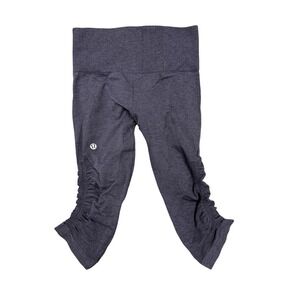 Lululemon Leggings Womens M Gray Ruched Capri Yoga Gym Activewear Pants